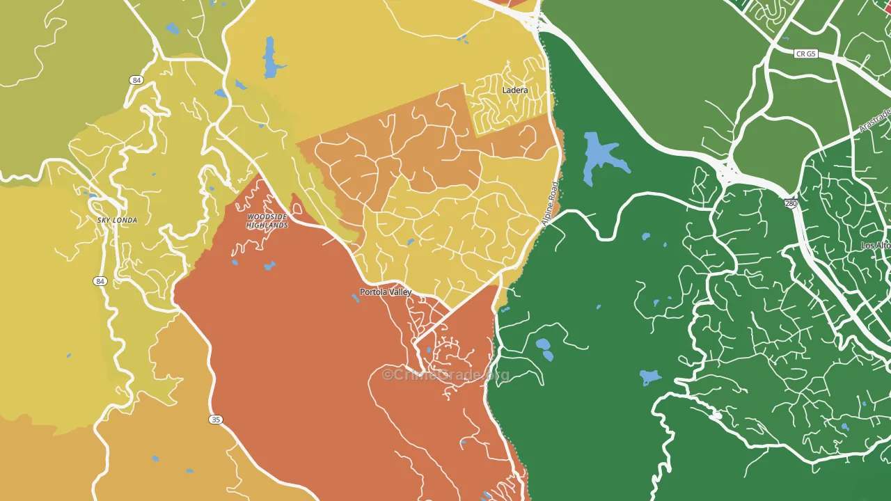 Portola Valley, CA Map of Drug-Related Crime Rates