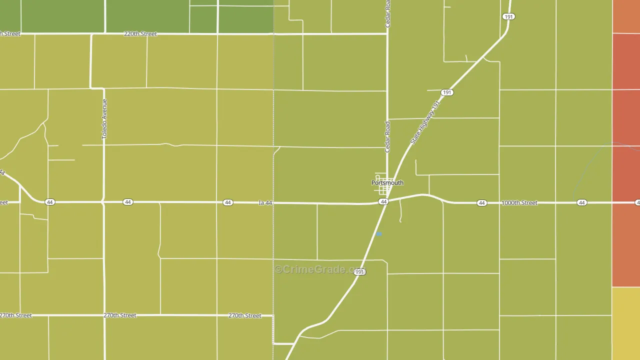 Portsmouth, IA Map of Drug-Related Crime Rates
