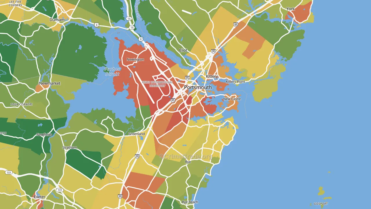 Portsmouth, NH Map of Drug-Related Crime Rates