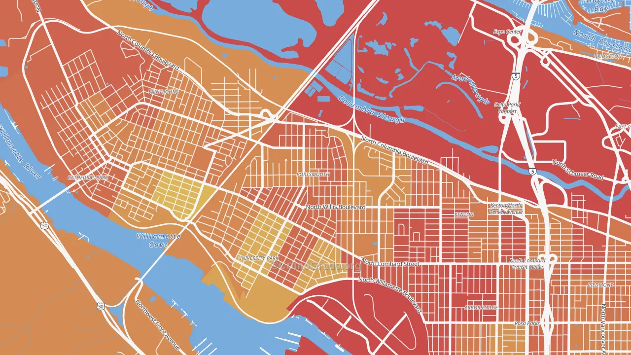 Portsmouth, Portland, OR Map of Drug-Related Crime Rates