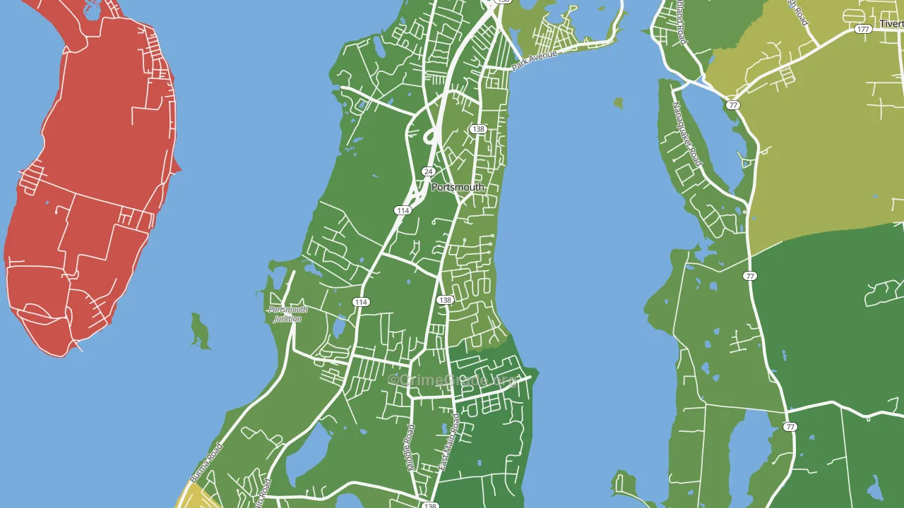 Portsmouth, RI Map of Drug-Related Crime Rates