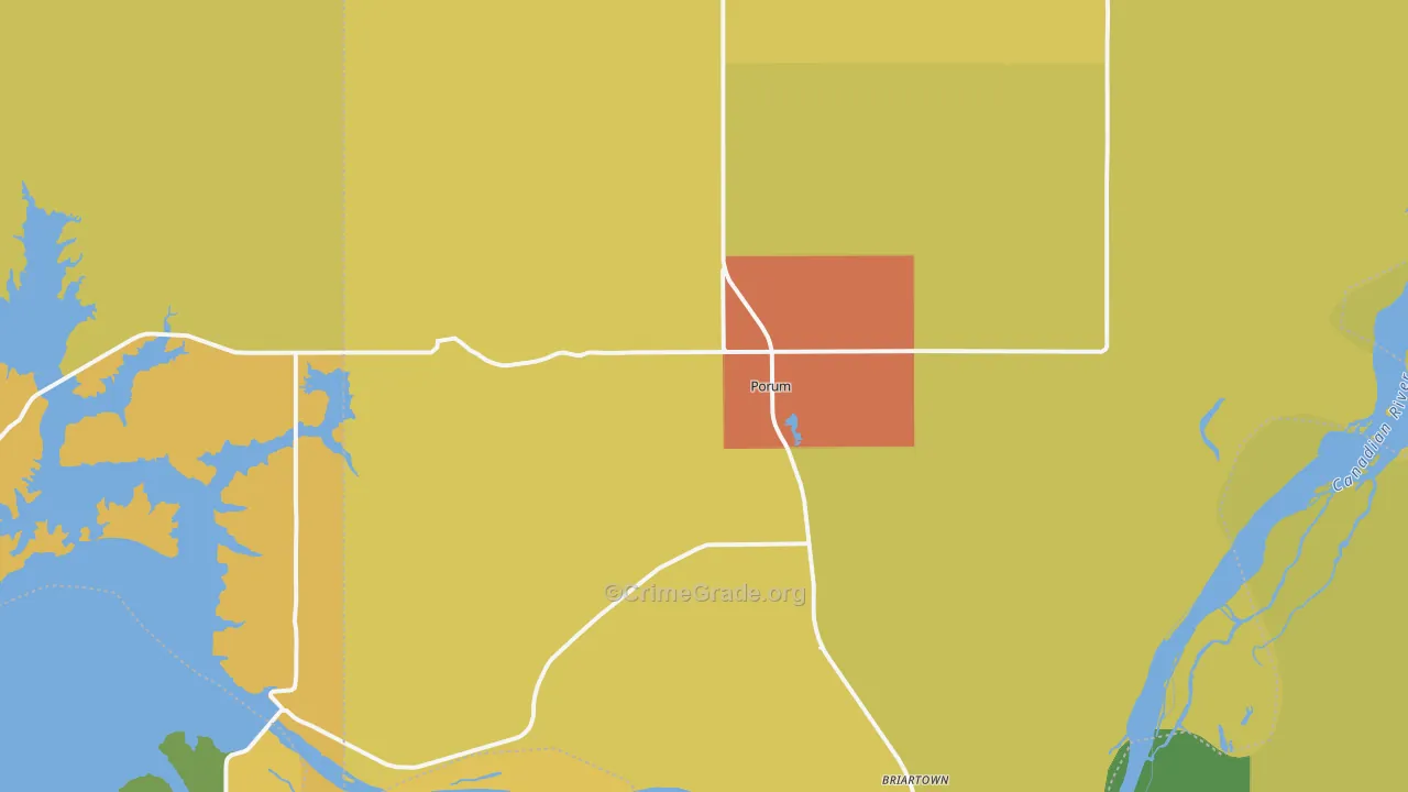 Porum, OK Map of Drug-Related Crime Rates