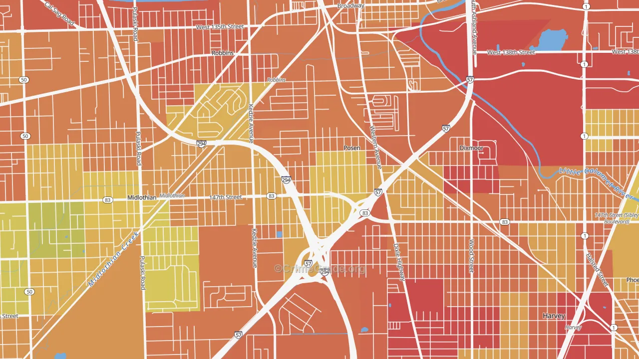 Posen, IL Map of Drug-Related Crime Rates