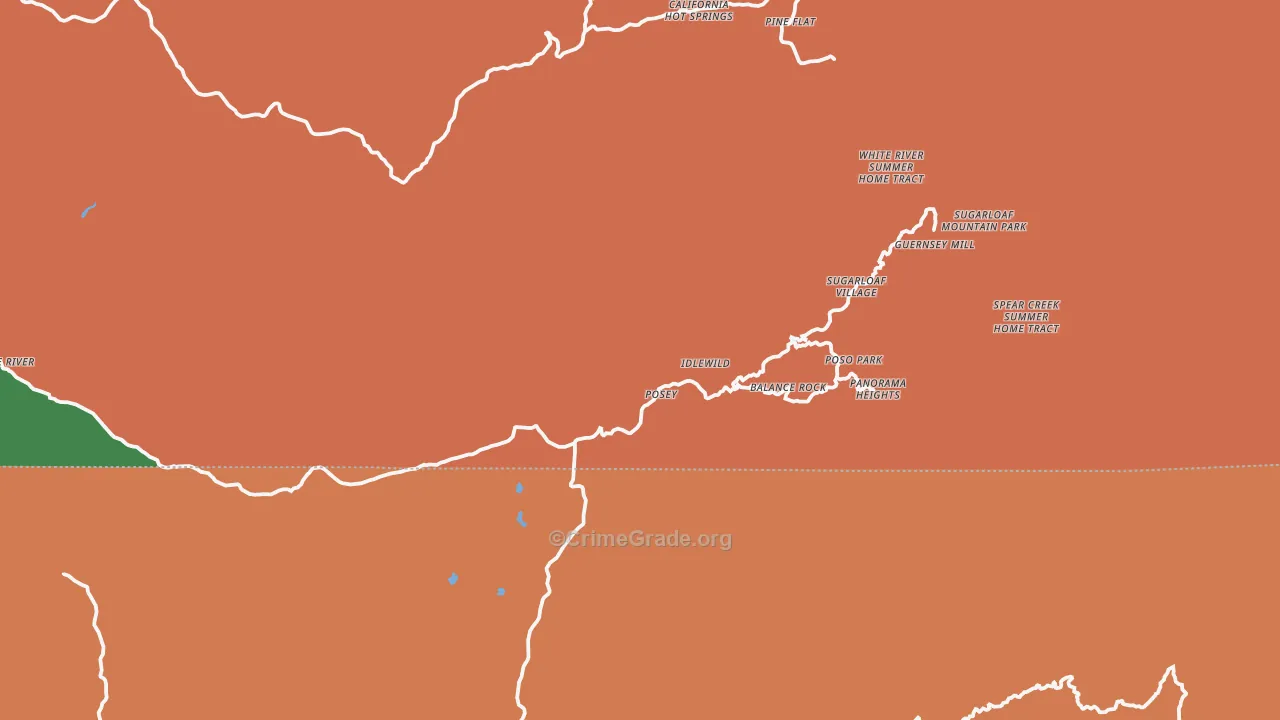 Posey, CA Map of Drug-Related Crime Rates