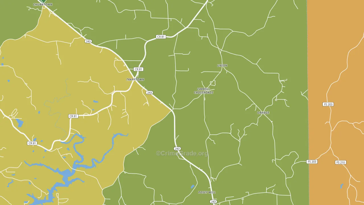 Posey Mill, AL Map of Drug-Related Crime Rates
