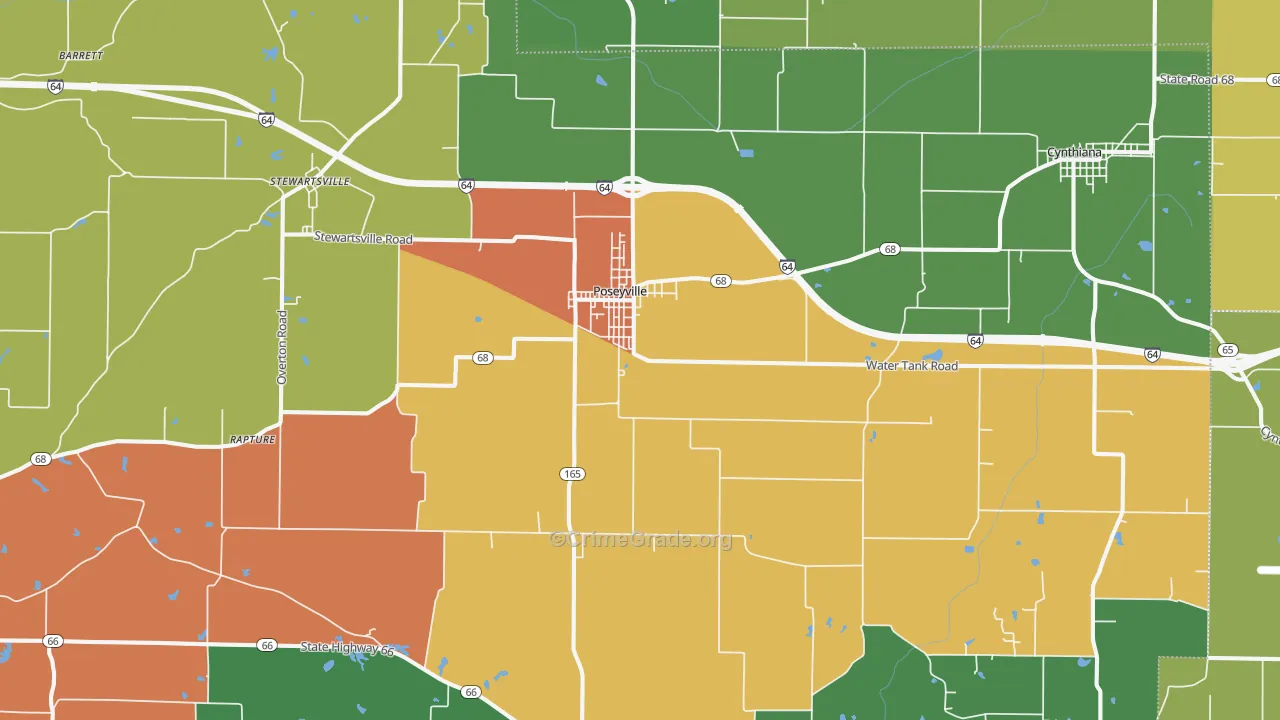 Poseyville, IN Map of Drug-Related Crime Rates