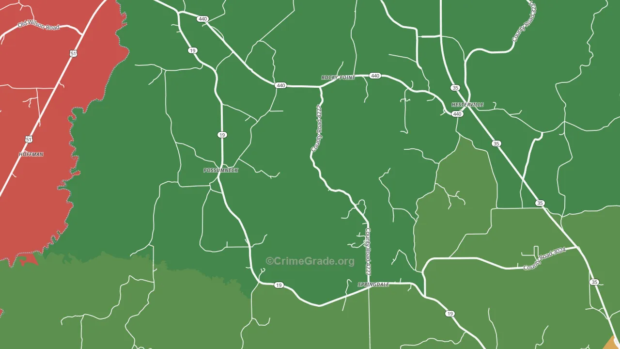 Possumneck, MS Map of Drug-Related Crime Rates