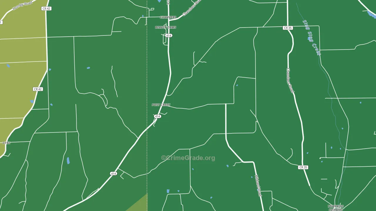 Post Creek, NY Map of Drug-Related Crime Rates