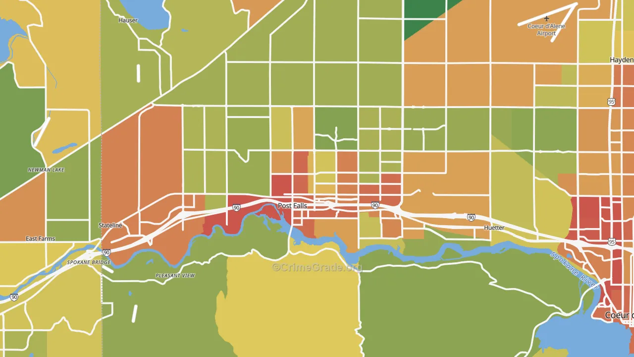 Post Falls, ID Map of Drug-Related Crime Rates