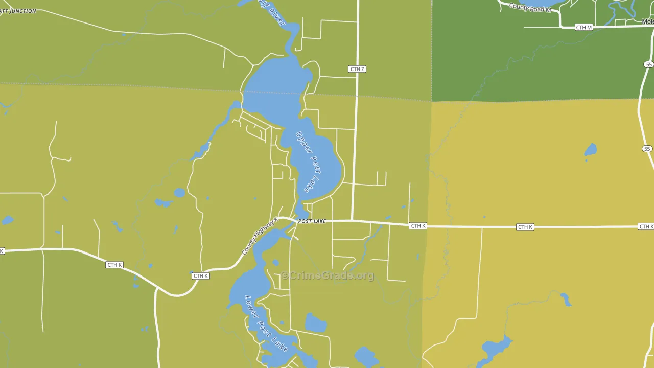 Post Lake, WI Map of Drug-Related Crime Rates