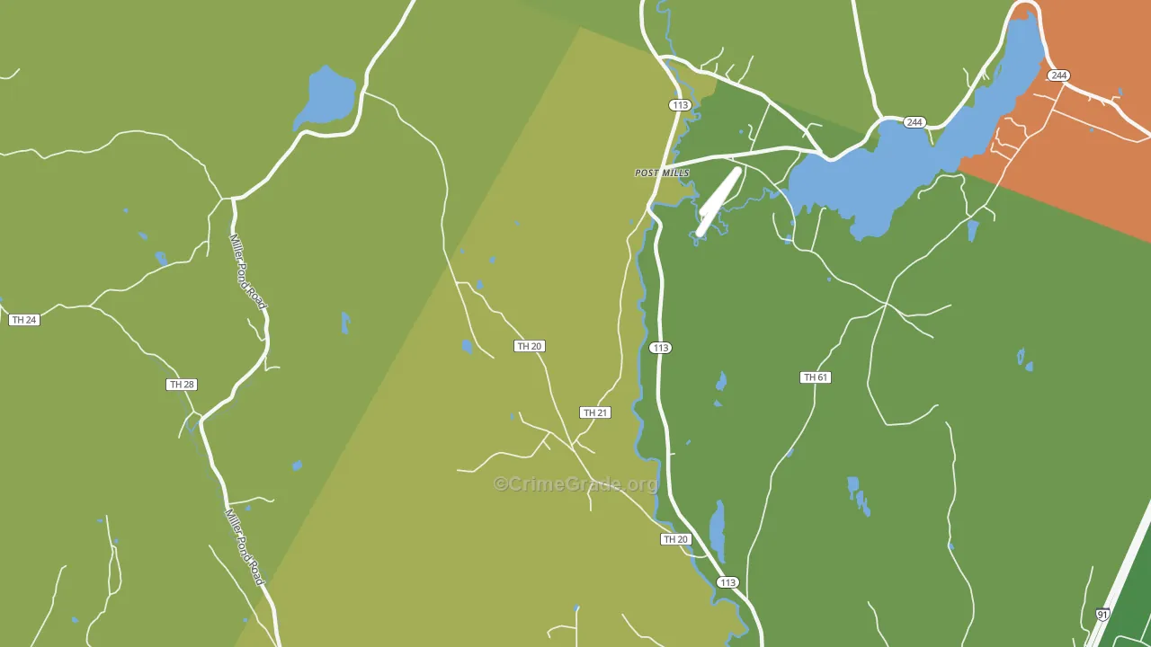 Post Mills, VT Map of Drug-Related Crime Rates