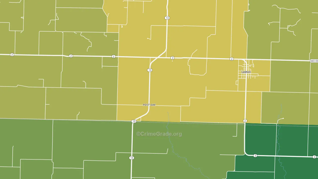Post Oak, MO Map of Drug-Related Crime Rates