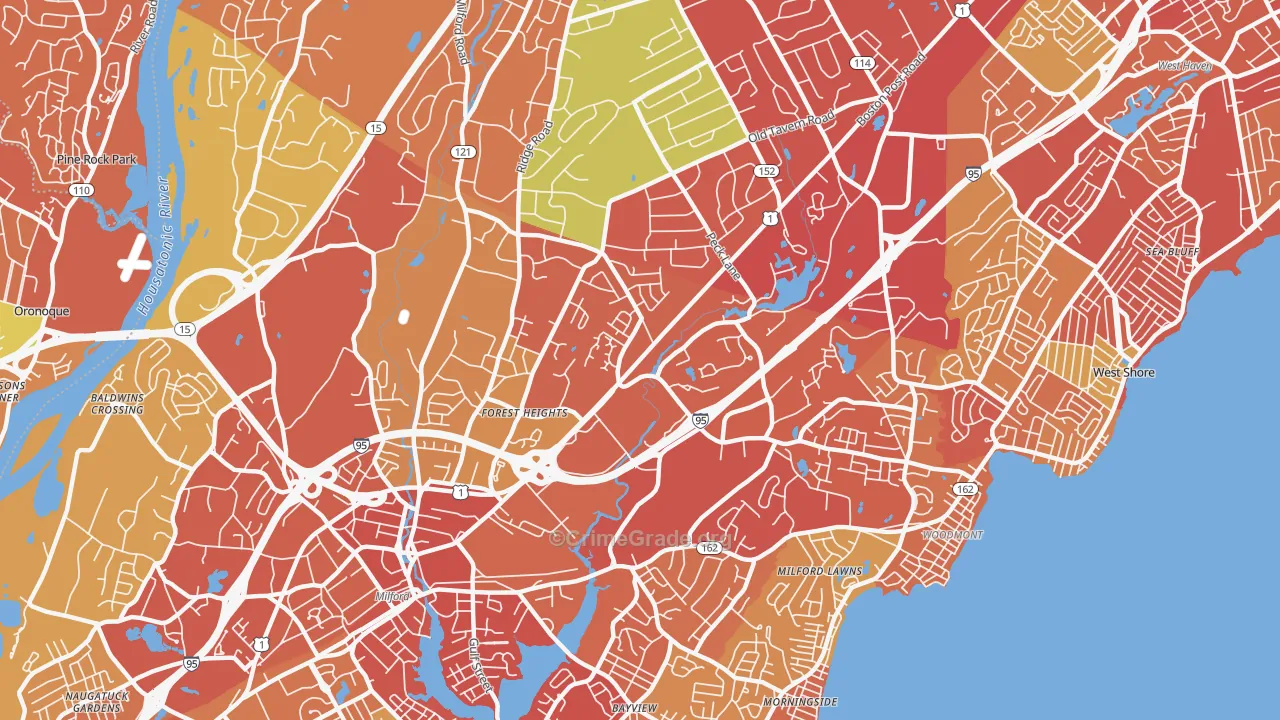 Post Road North, Milford, CT Map of Drug-Related Crime Rates