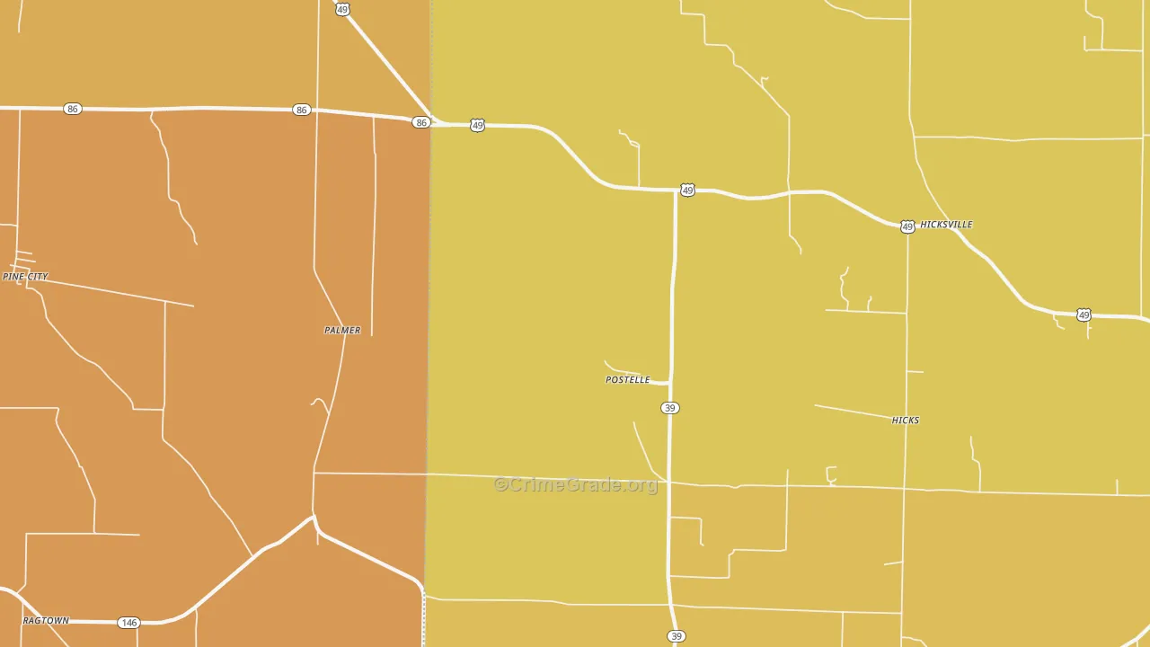 Postelle, AR Map of Drug-Related Crime Rates