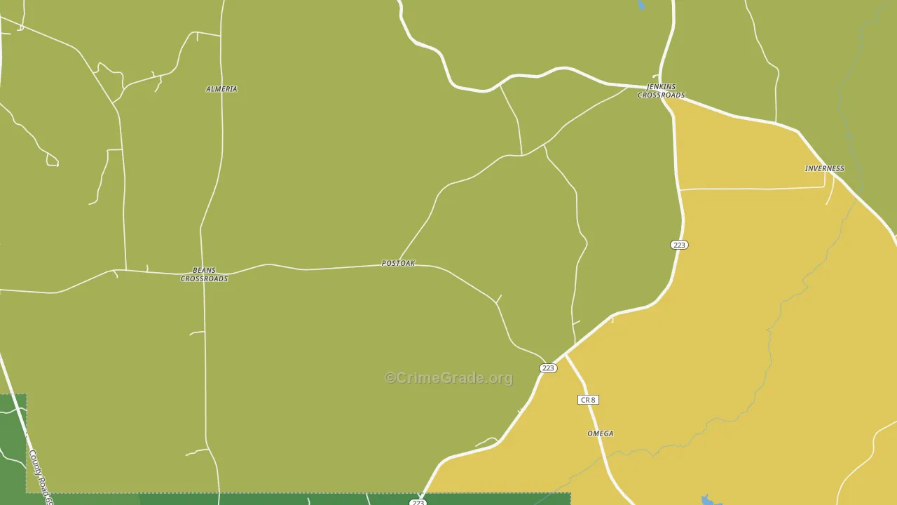 Postoak, AL Map of Drug-Related Crime Rates