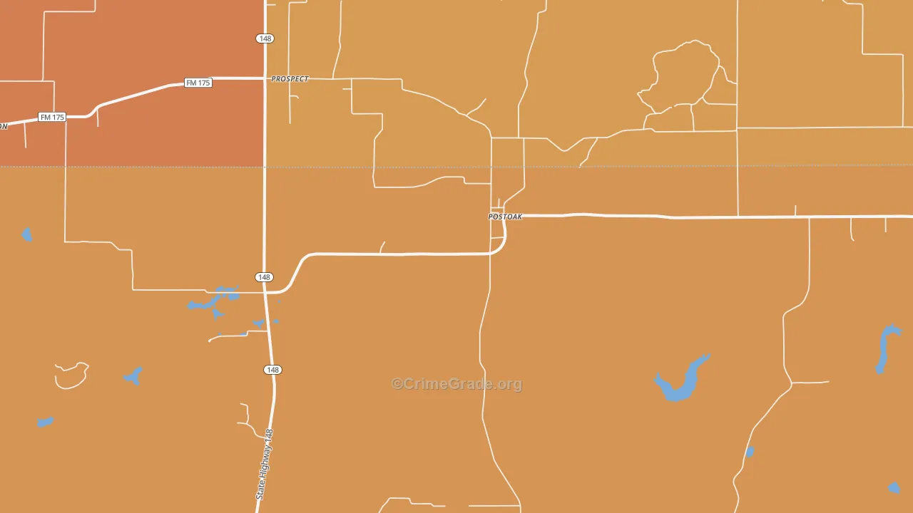 Postoak, TX Map of Drug-Related Crime Rates
