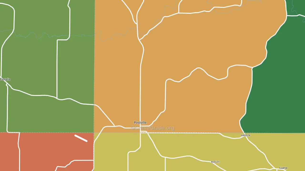 Postville, IA Map of Drug-Related Crime Rates