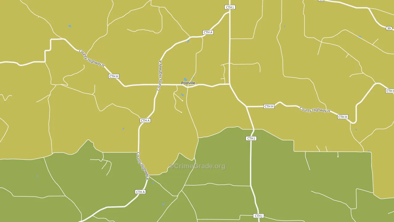 Postville, WI Map of Drug-Related Crime Rates