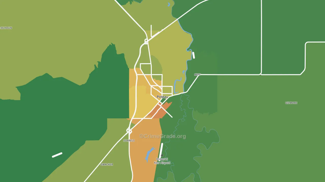 Poteau, OK Map of Drug-Related Crime Rates