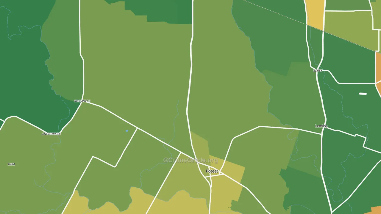 Poteet, TX Map of Drug-Related Crime Rates