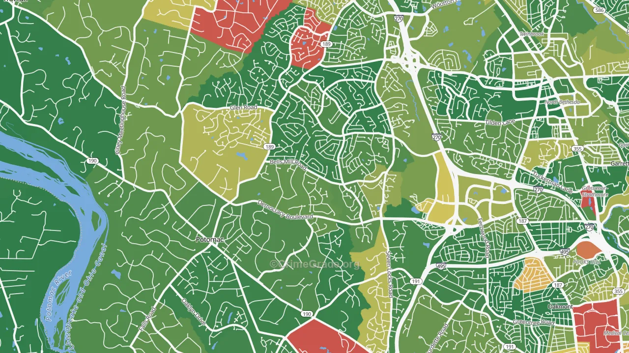 Potomac, MD Map of Drug-Related Crime Rates