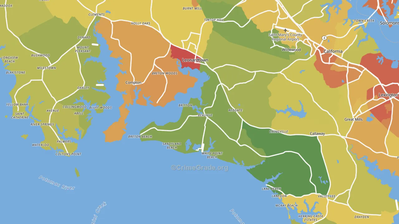Potomac Shores, MD Map of Drug-Related Crime Rates