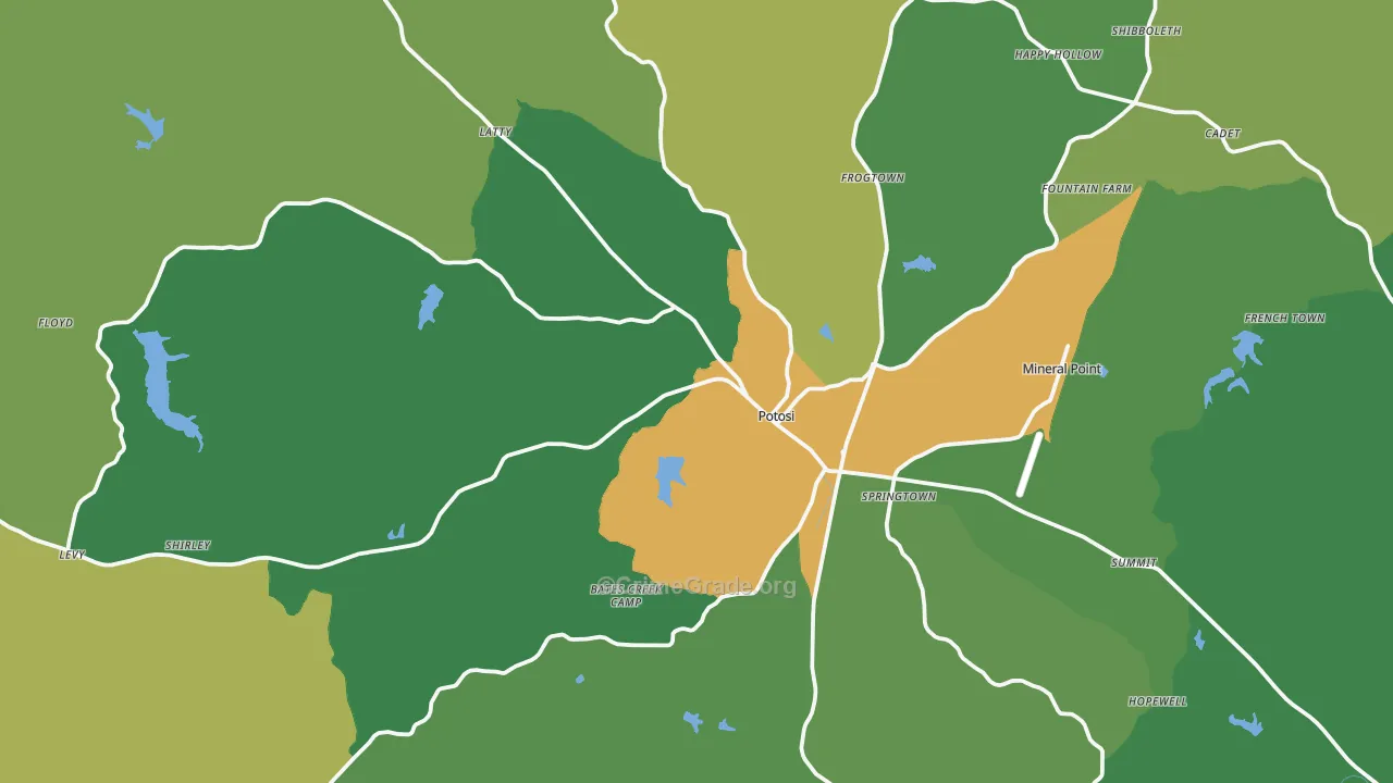 Potosi, MO Map of Drug-Related Crime Rates