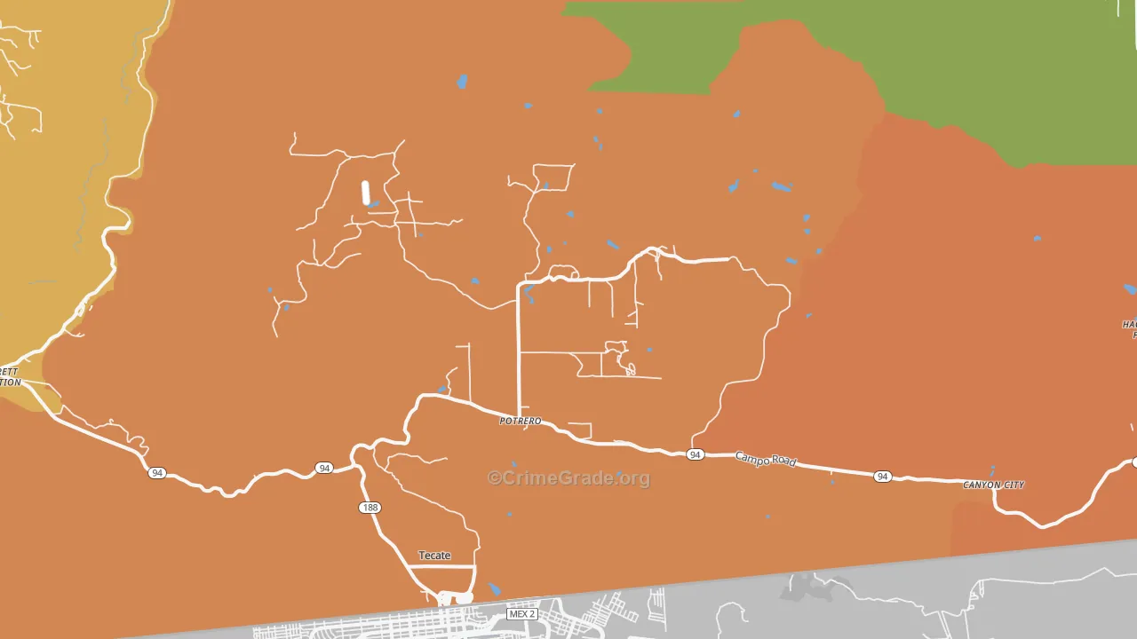 Potrero, CA Map of Drug-Related Crime Rates