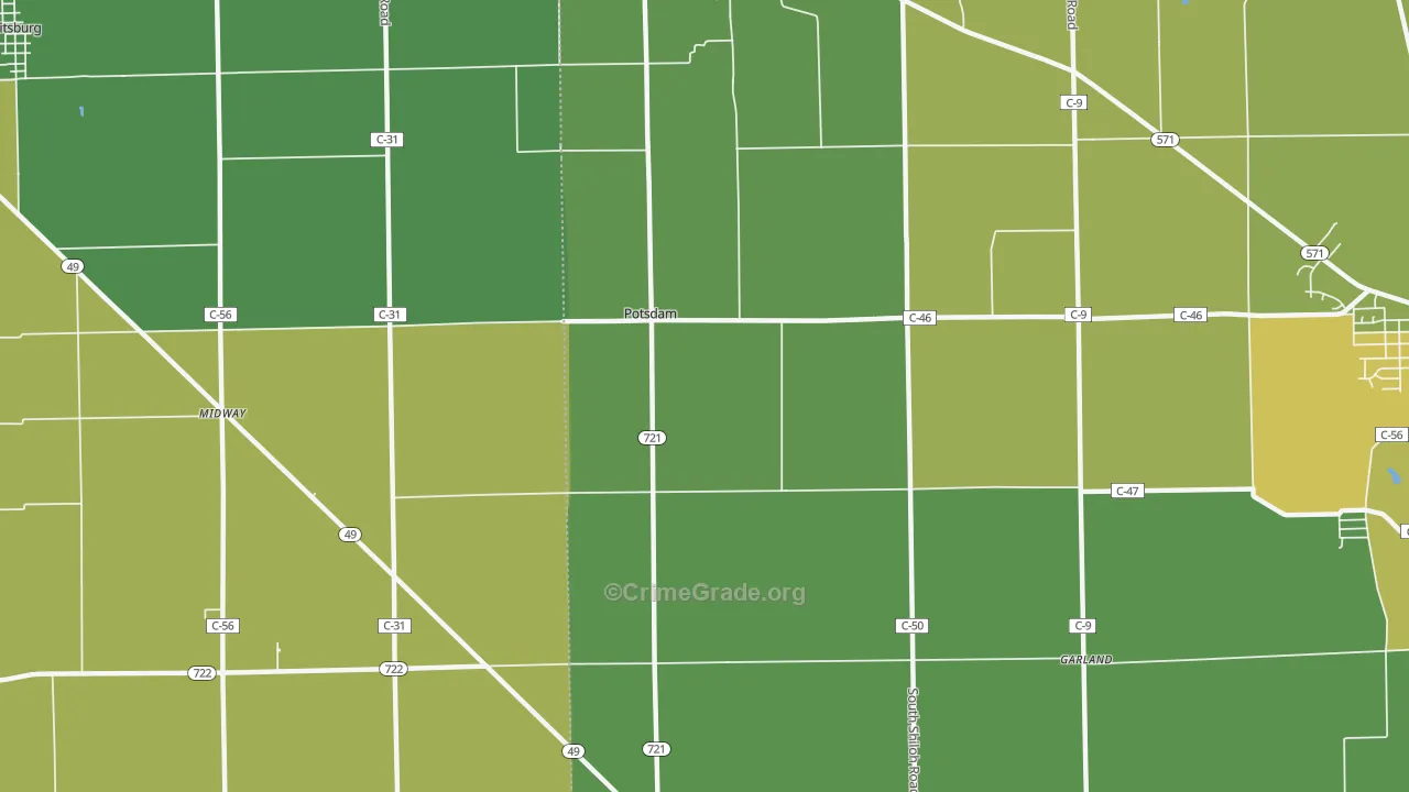 Potsdam, OH Map of Drug-Related Crime Rates