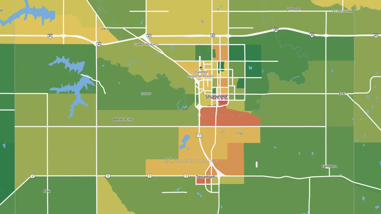 Pottawatomie County, OK Map of Drug-Related Crime Rates