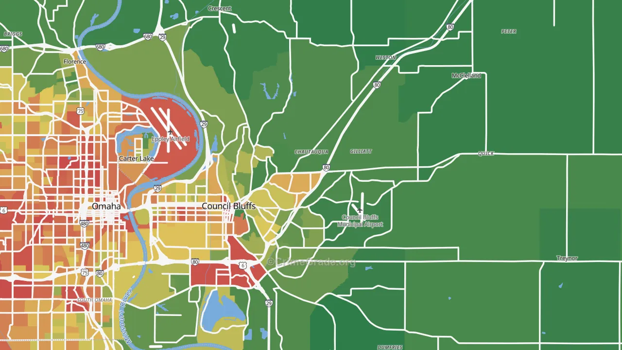 Pottawattamie County, IA Map of Drug-Related Crime Rates