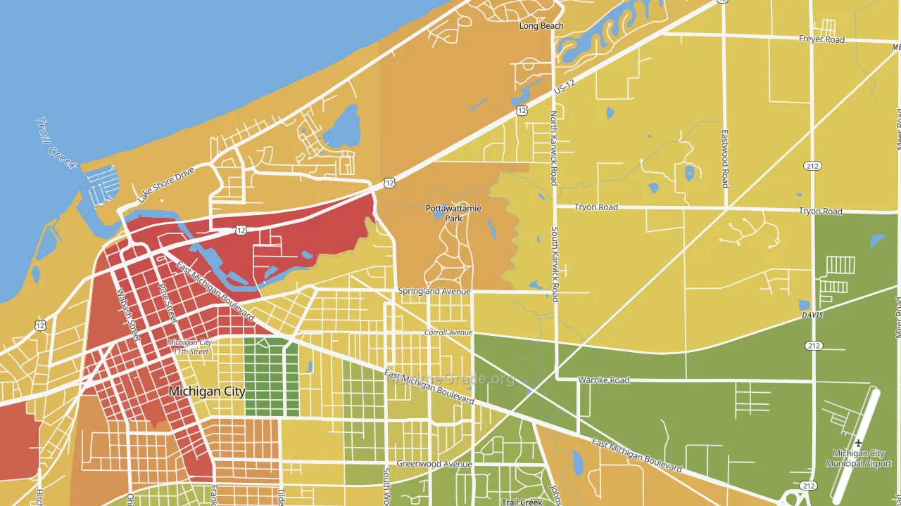 Pottawattamie Park, IN Map of Drug-Related Crime Rates