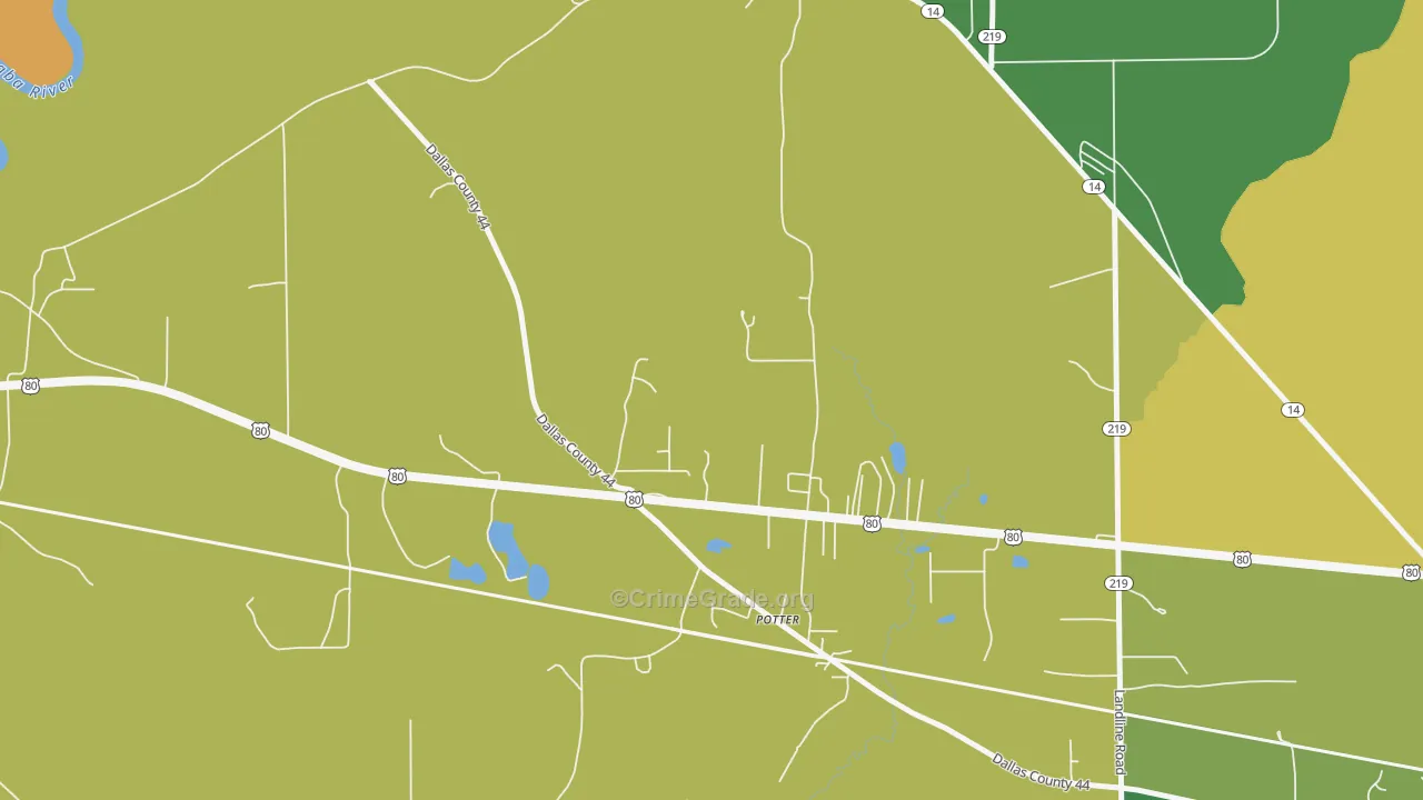 Potter, AL Map of Drug-Related Crime Rates