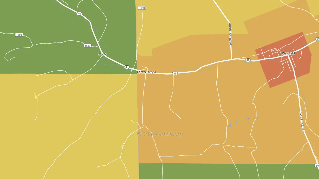 Potter Brook, PA Map of Drug-Related Crime Rates