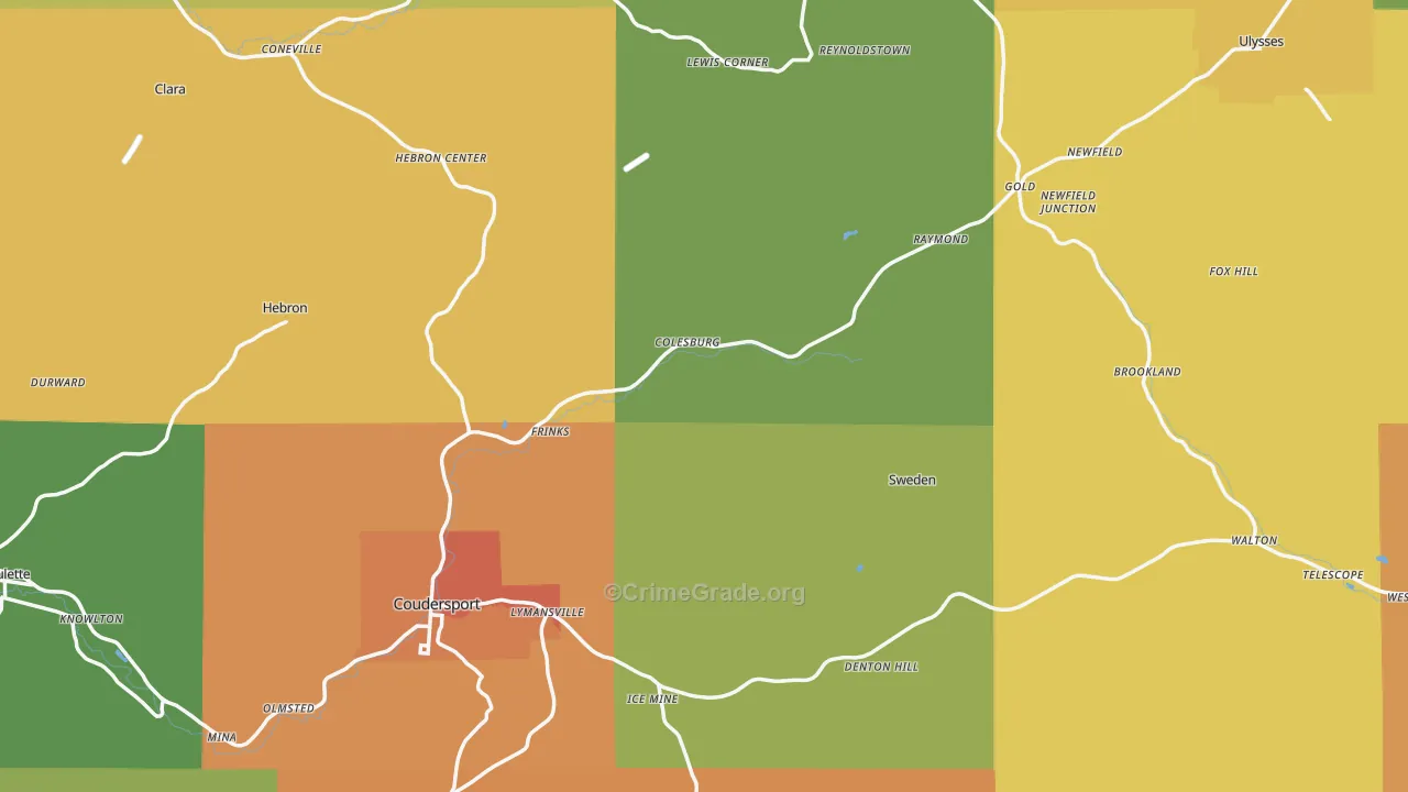 Potter County, PA Map of Drug-Related Crime Rates