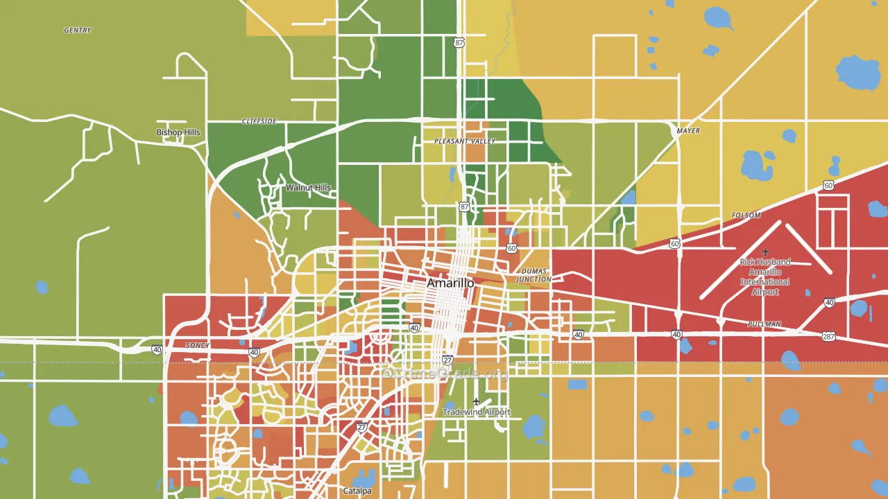 Potter County, TX Map of Drug-Related Crime Rates