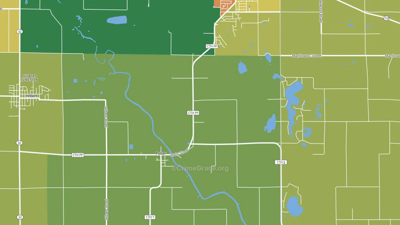 Potter, WI Map of Drug-Related Crime Rates