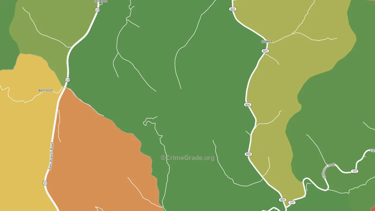 Potters Fork, KY Map of Drug-Related Crime Rates