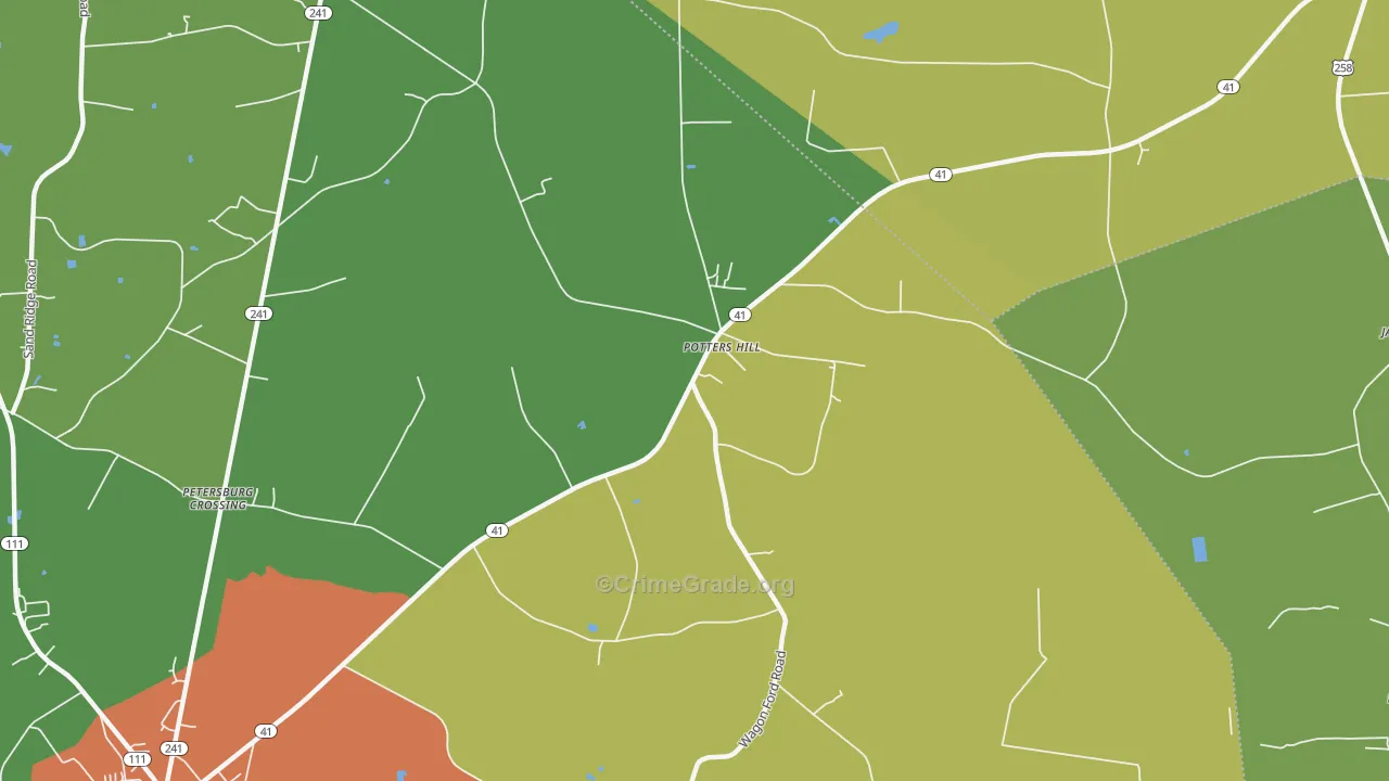 Potters Hill, NC Map of Drug-Related Crime Rates