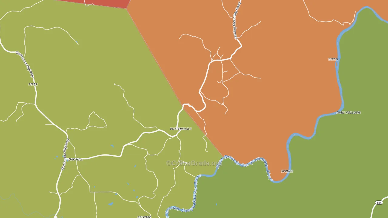 Pottersdale, PA Map of Drug-Related Crime Rates