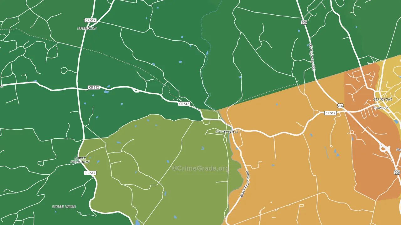 Pottersville, NJ Map of Drug-Related Crime Rates