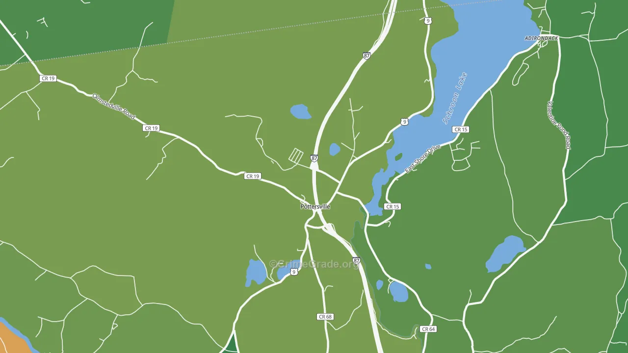 Pottersville, NY Map of Drug-Related Crime Rates