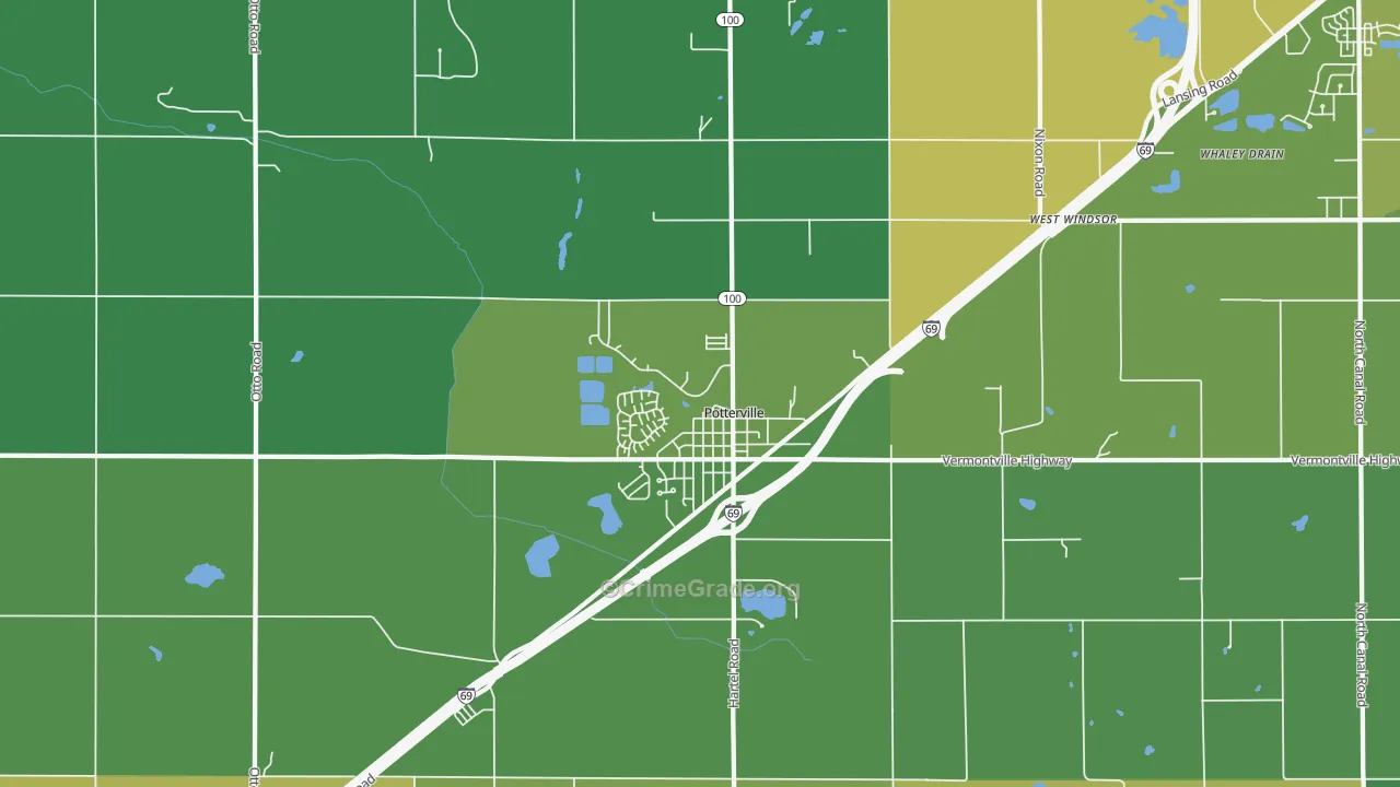 Potterville, MI Map of Drug-Related Crime Rates
