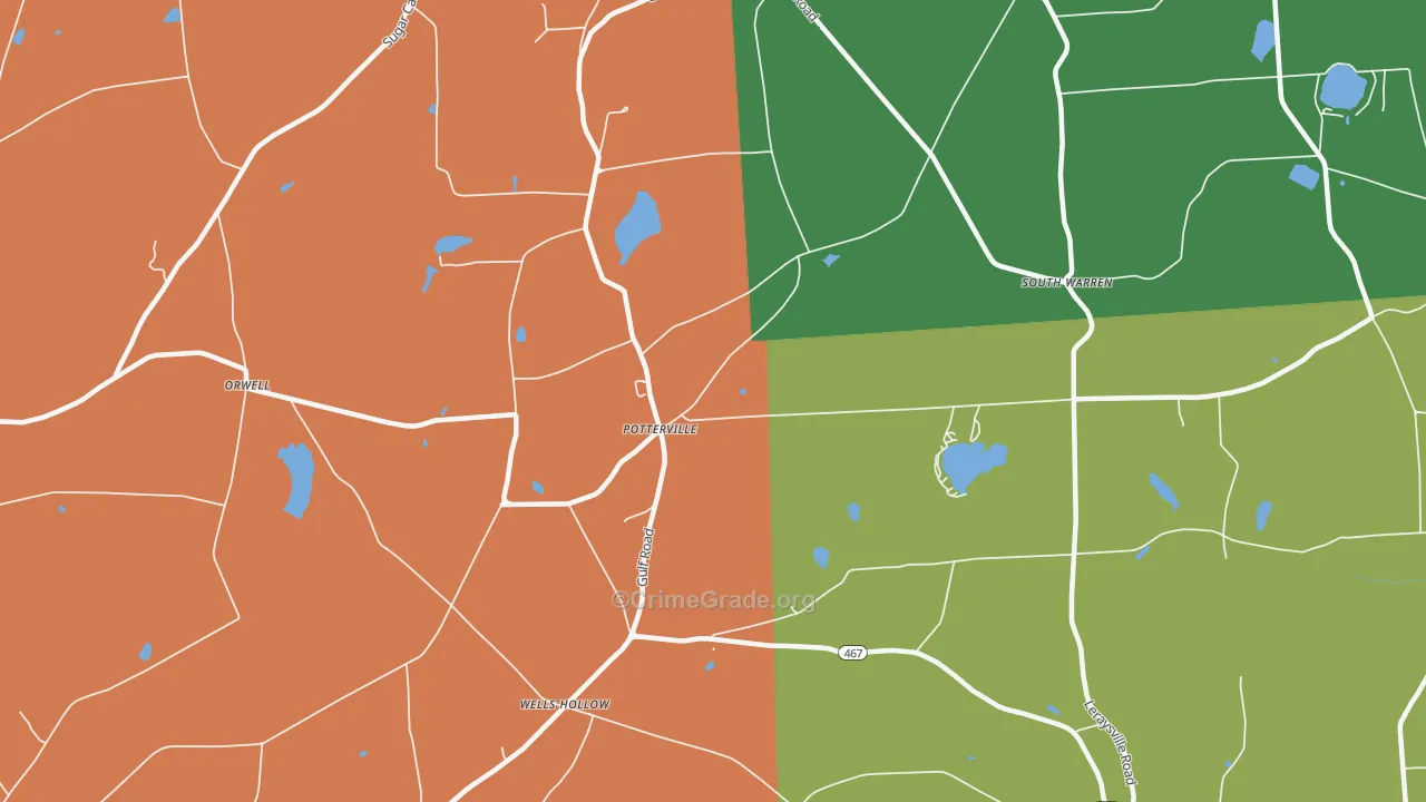 Potterville, PA Map of Drug-Related Crime Rates