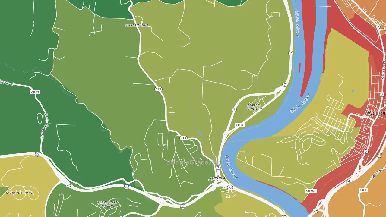 Pottery Addition, OH Map of Drug-Related Crime Rates