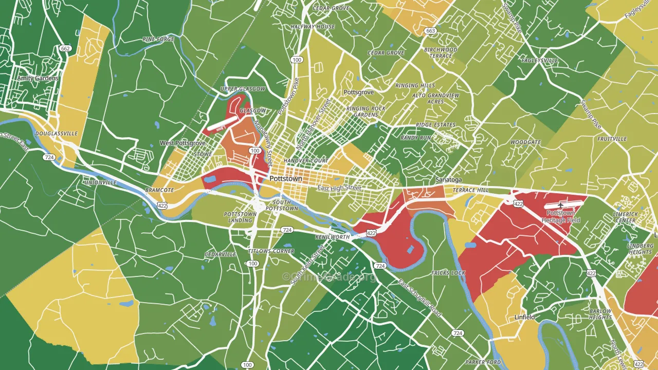 Pottstown, PA Map of Drug-Related Crime Rates