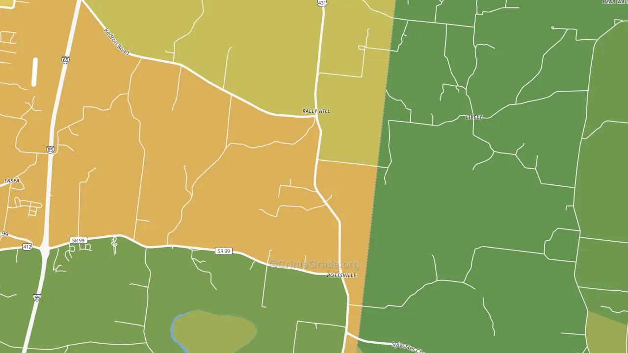 Pottsville, TN Map of Drug-Related Crime Rates