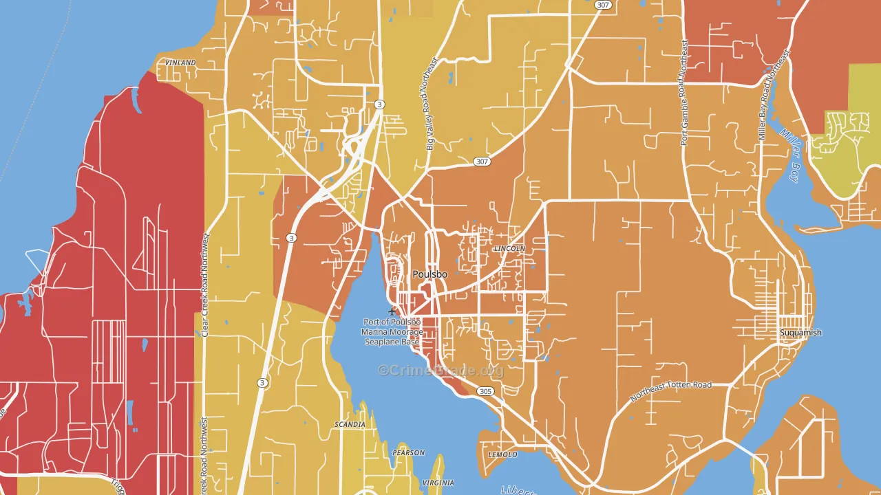 Poulsbo, WA Map of Drug-Related Crime Rates