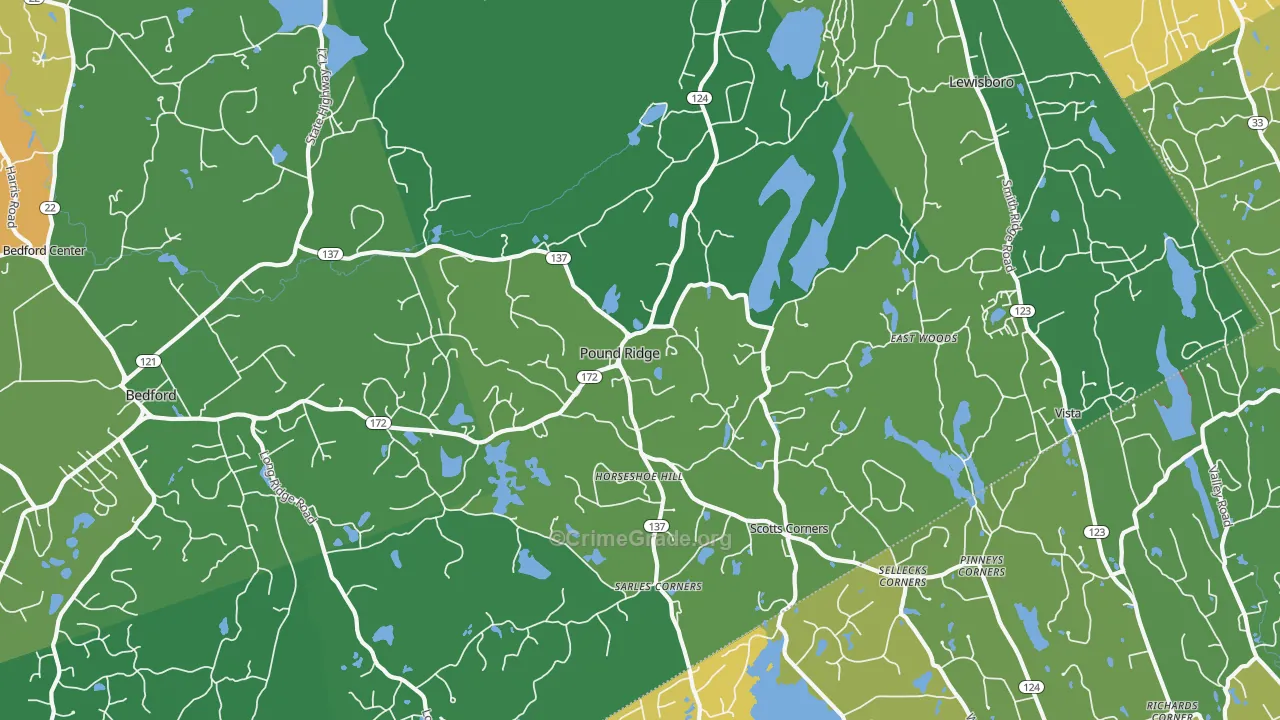 Pound Ridge, NY Map of Drug-Related Crime Rates