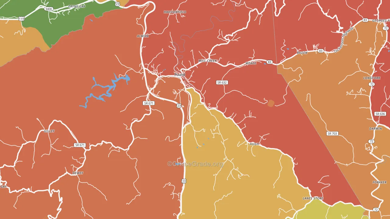 Pound, VA Map of Drug-Related Crime Rates